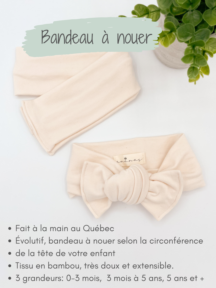 Bamboo Rib bow headband to tie