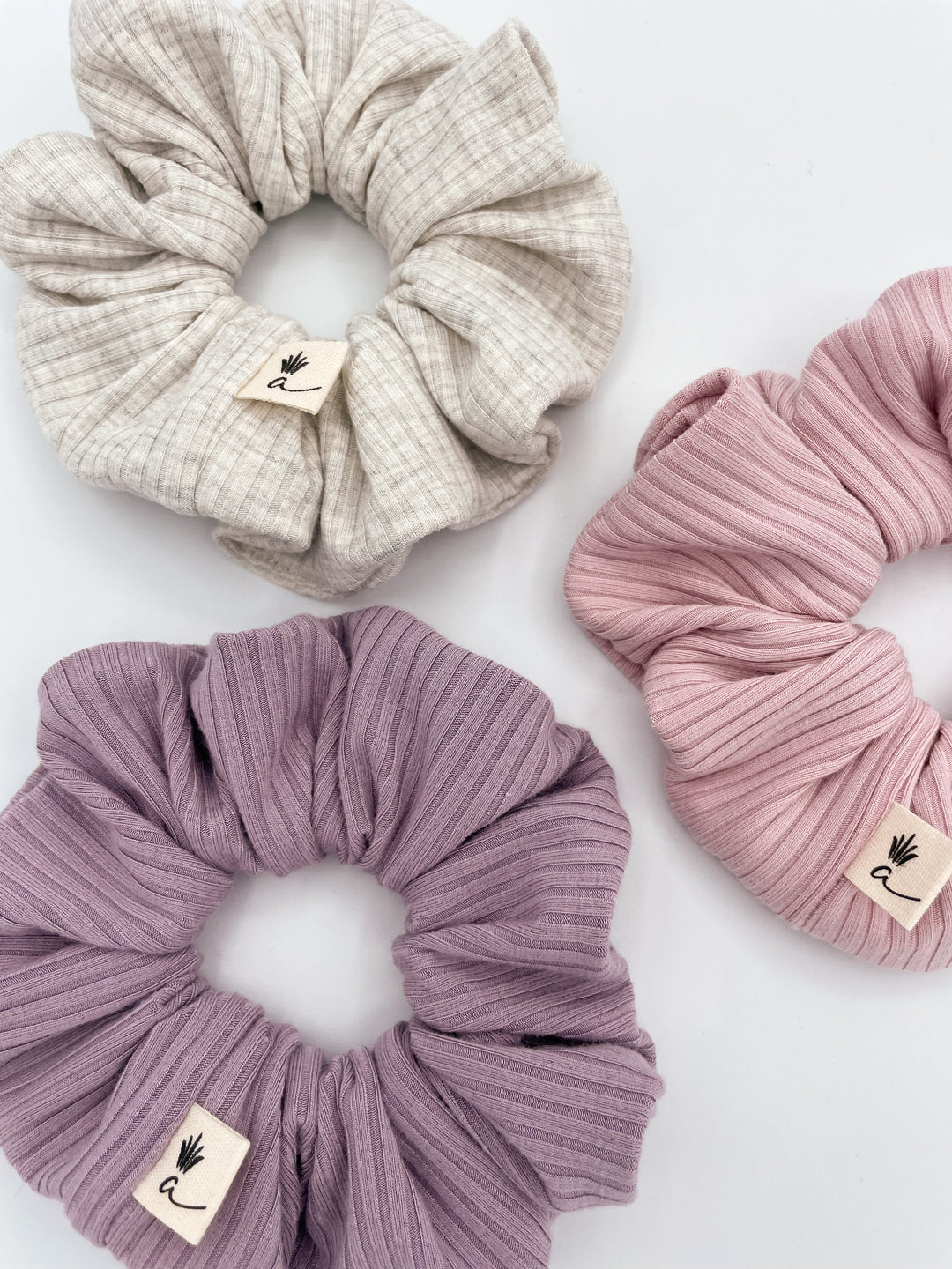 Bamboo Rib scrunchies - Blush