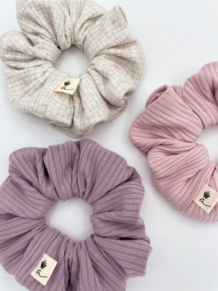 Bamboo Rib scrunchies - Blush