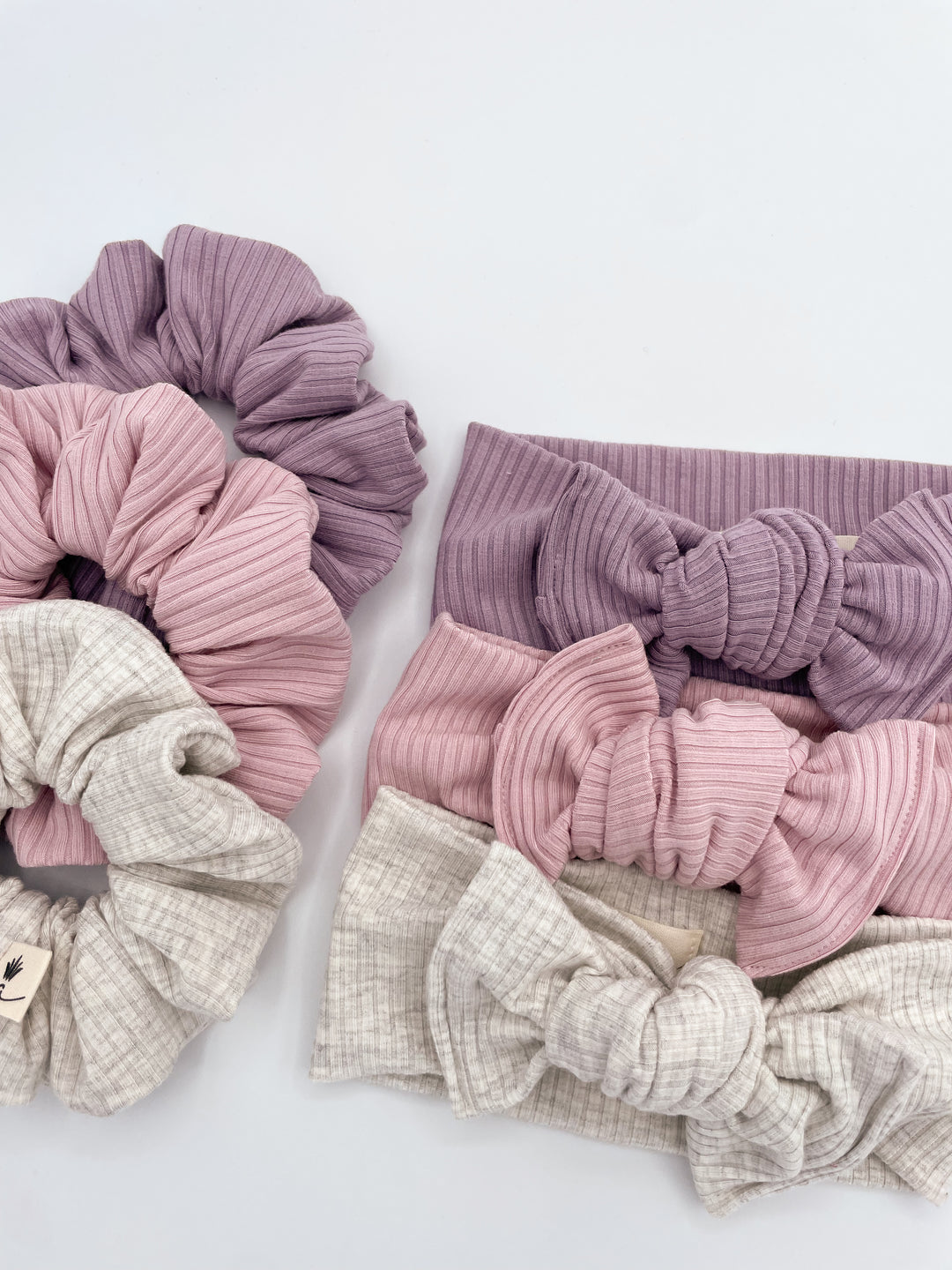 Bamboo Rib scrunchies - Blush