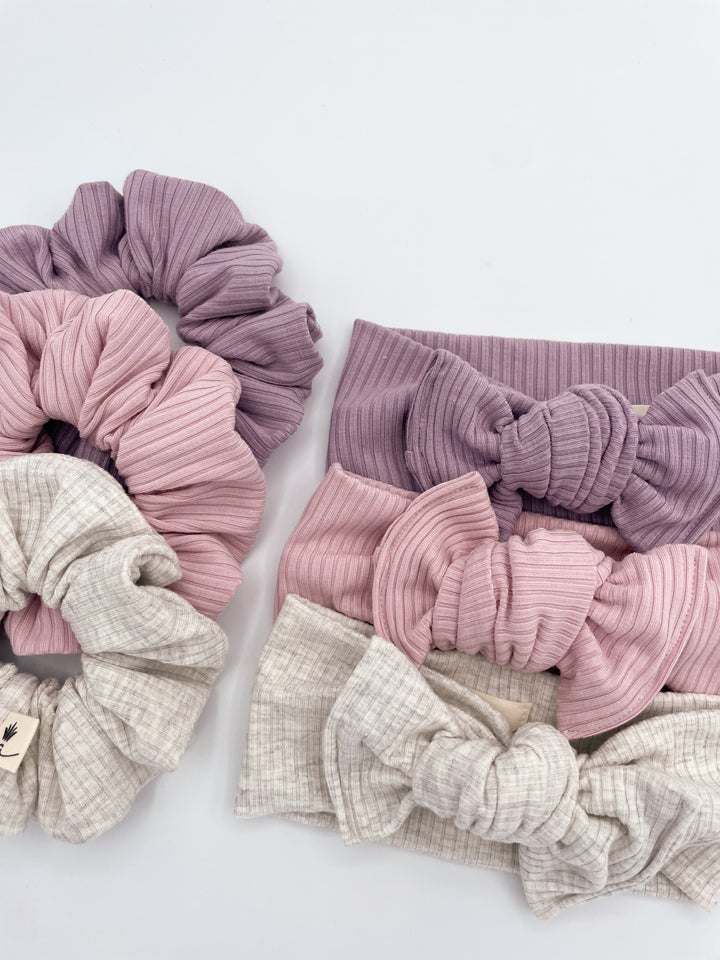 Bamboo Rib scrunchies - Blush