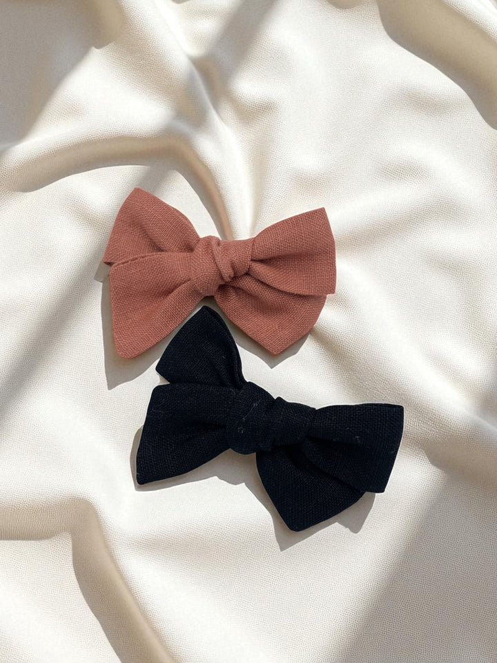 Linen Bows - Terracotta/Black