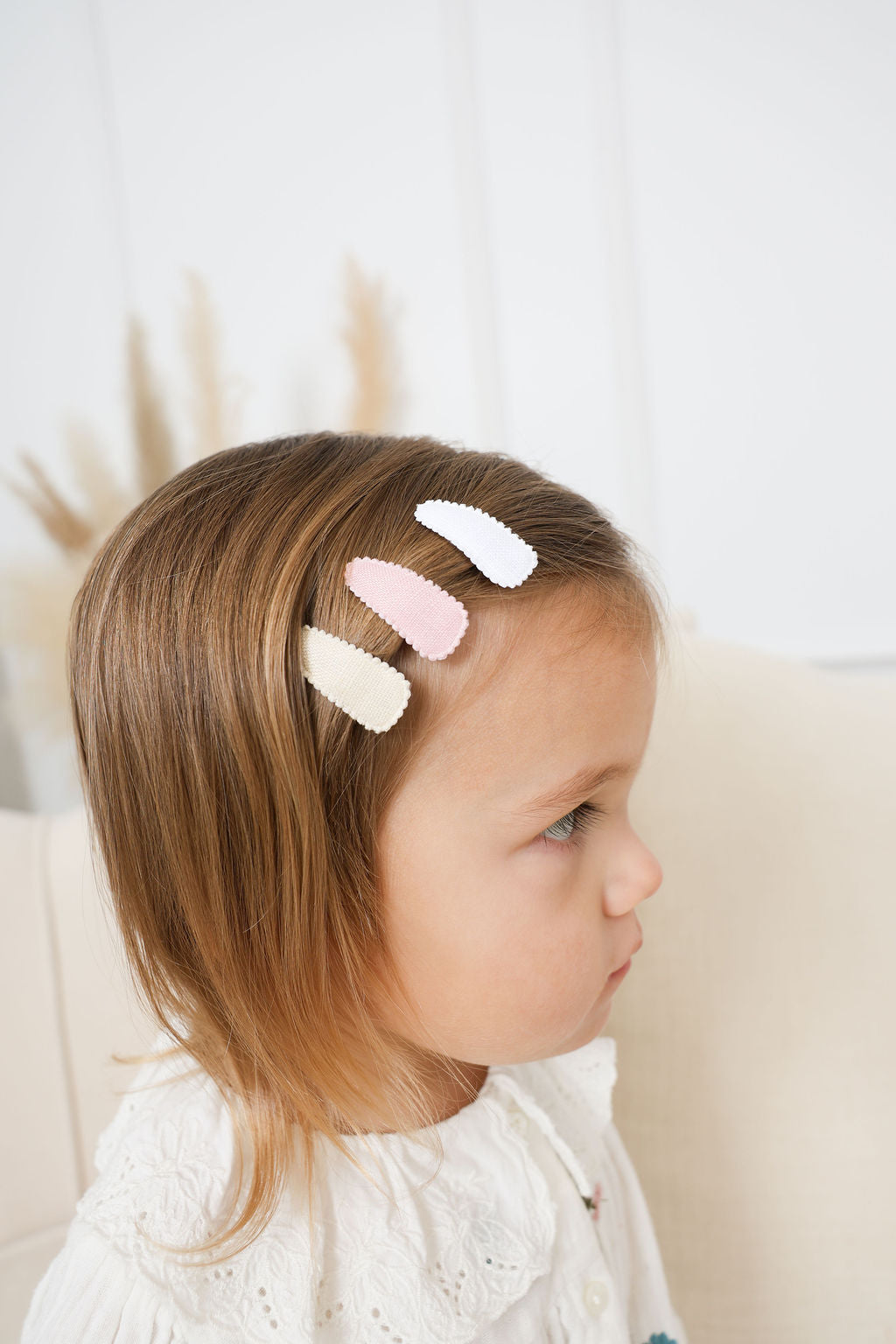 Mini Barrettes "Snap Clip" - Blanc/Rose/Ivoire