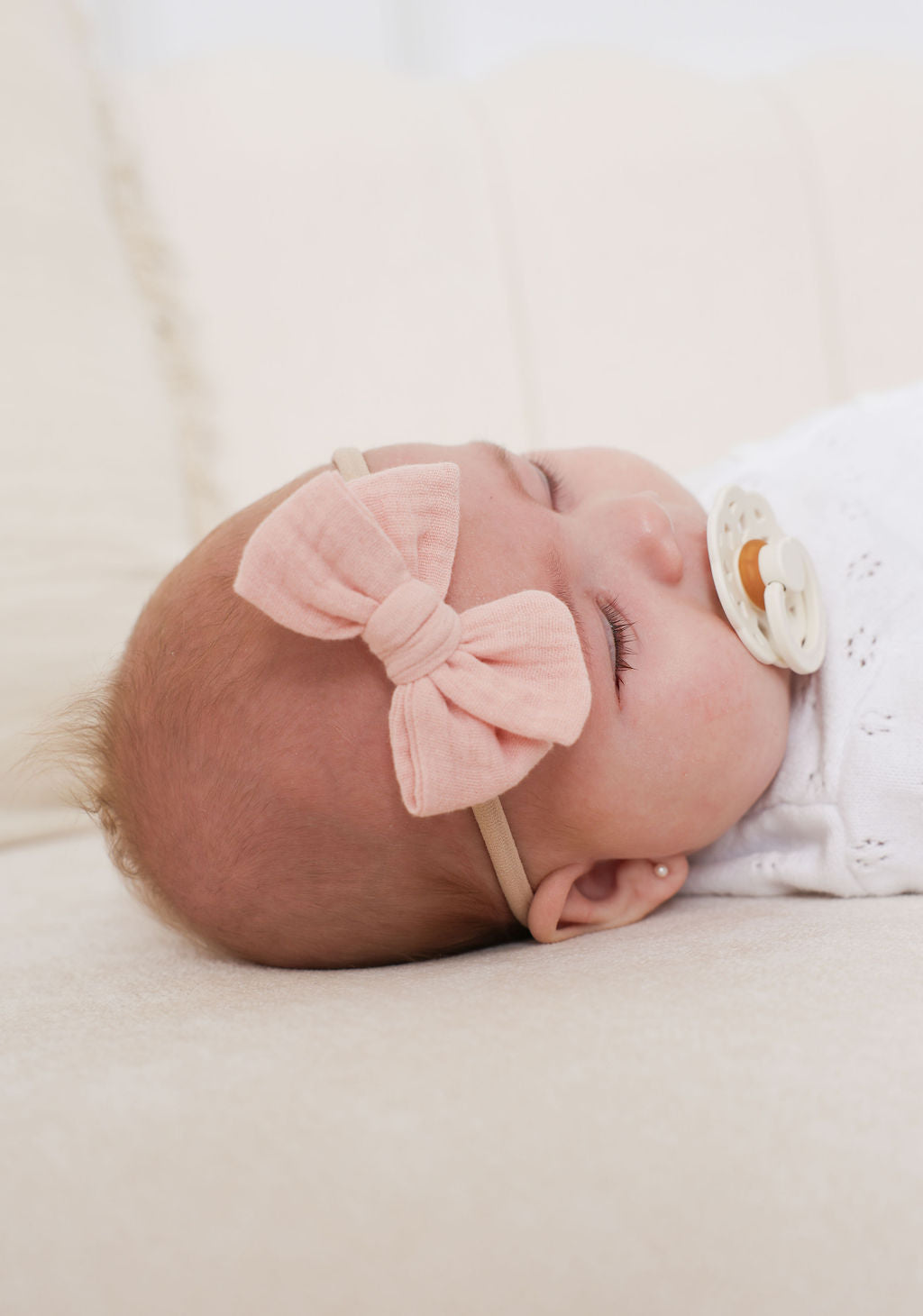 Muslin bows - White/Blush