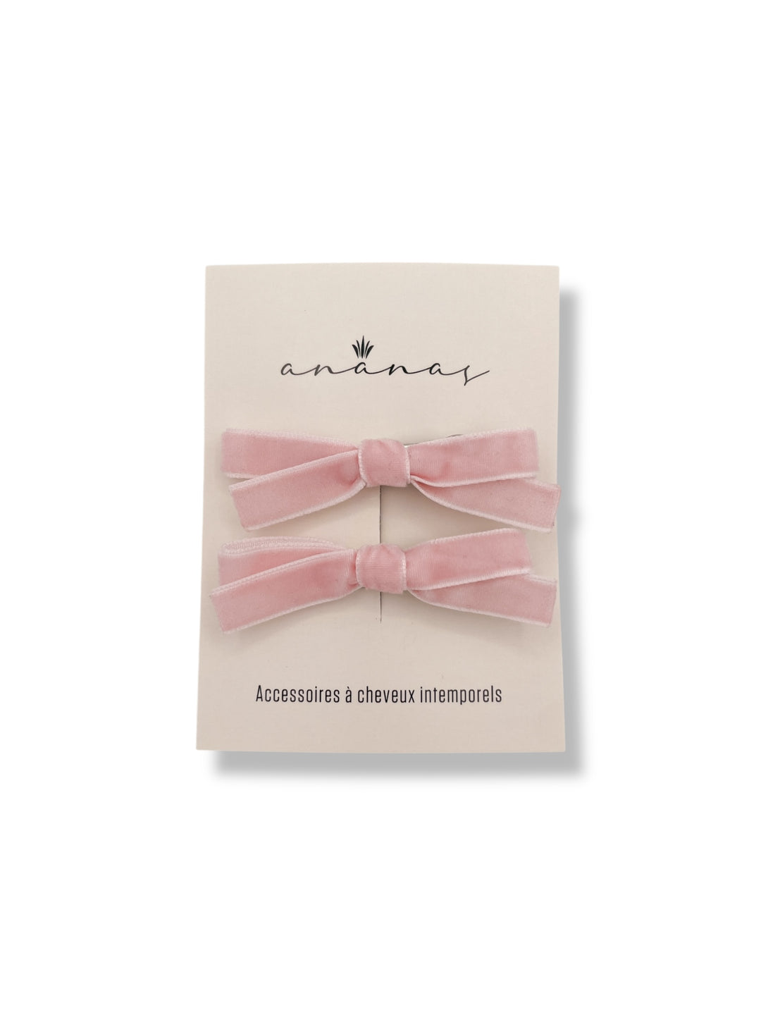 Velvet Ribbon Bow - Cream and Pink