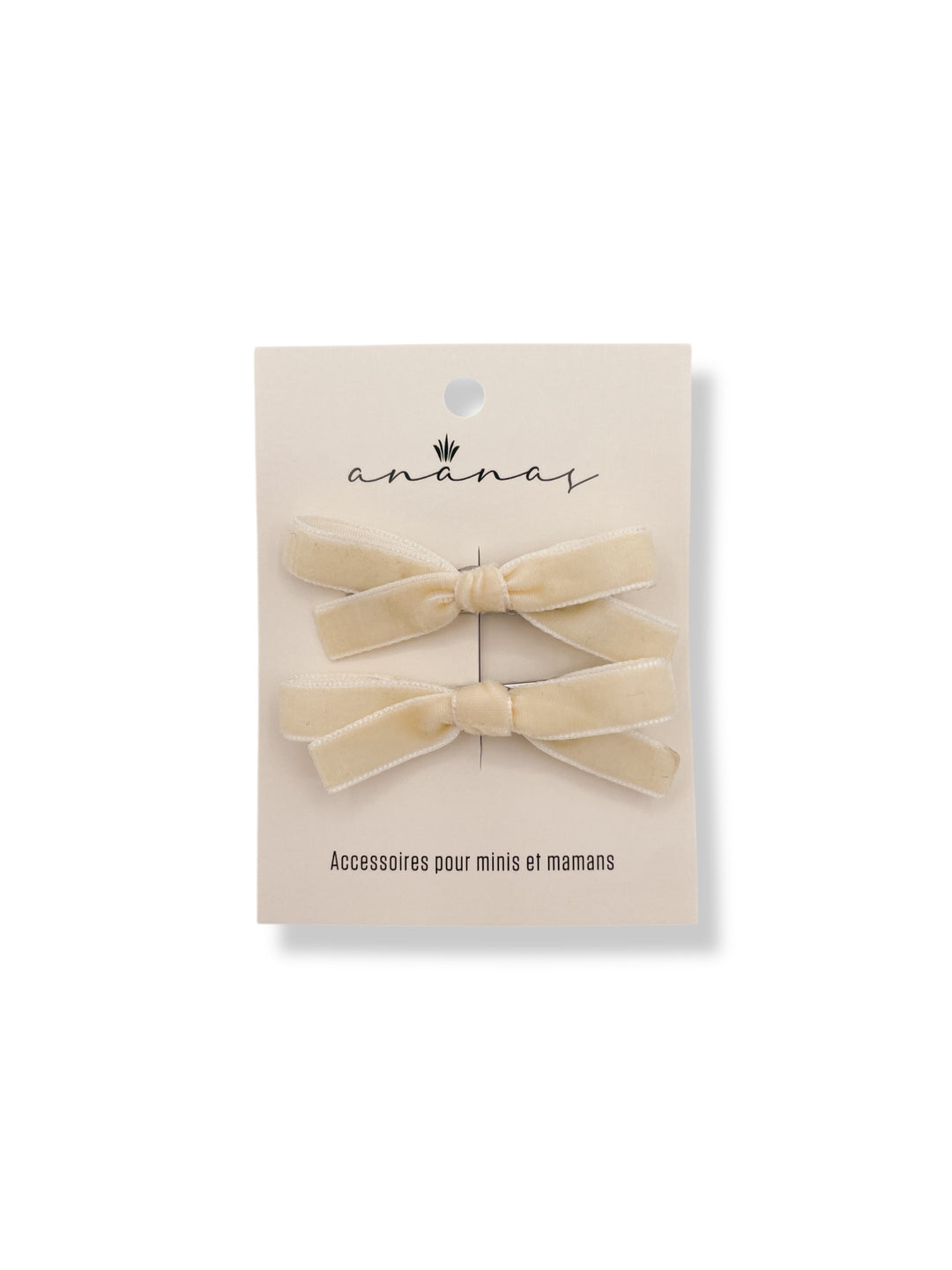 Velvet Ribbon Bow - Cream and Pink