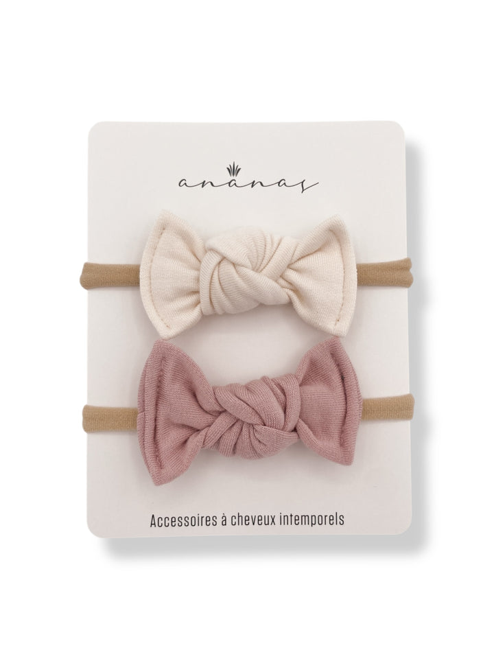 Mini bow Bamboo - Ivory/Blush