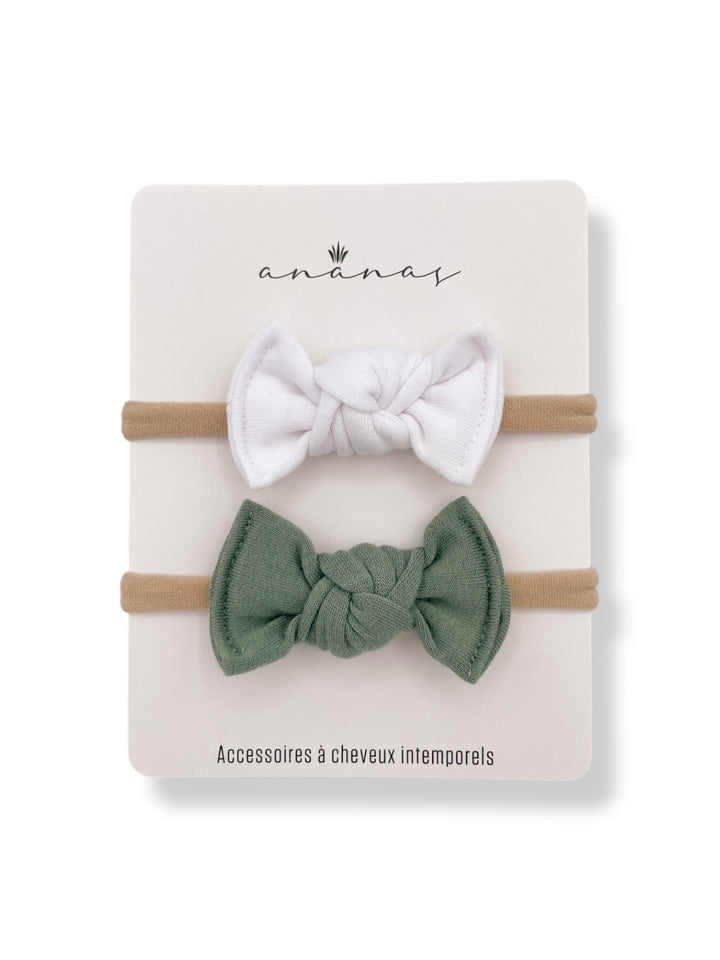 Mini bow Bamboo - White/Sage