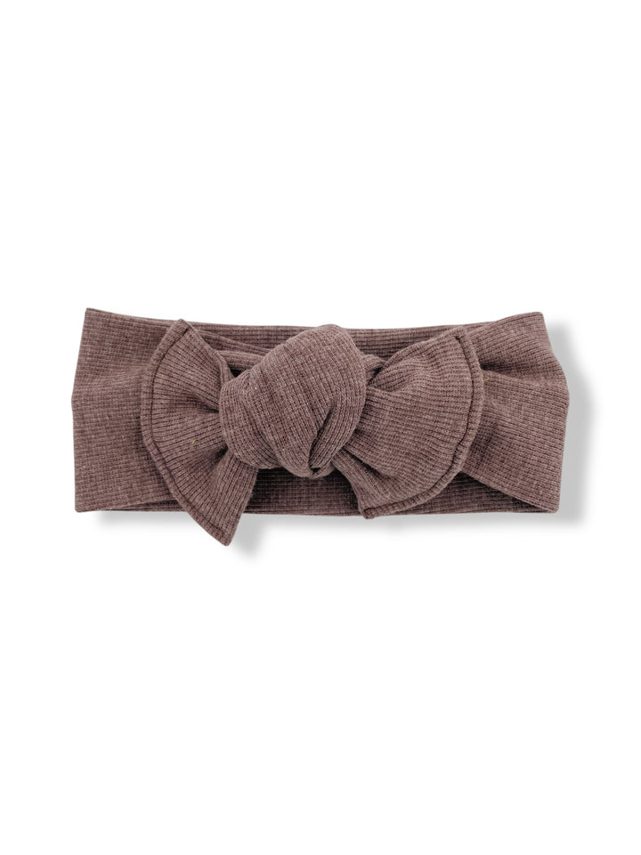 Bamboo bow headband to tie - Chocolate