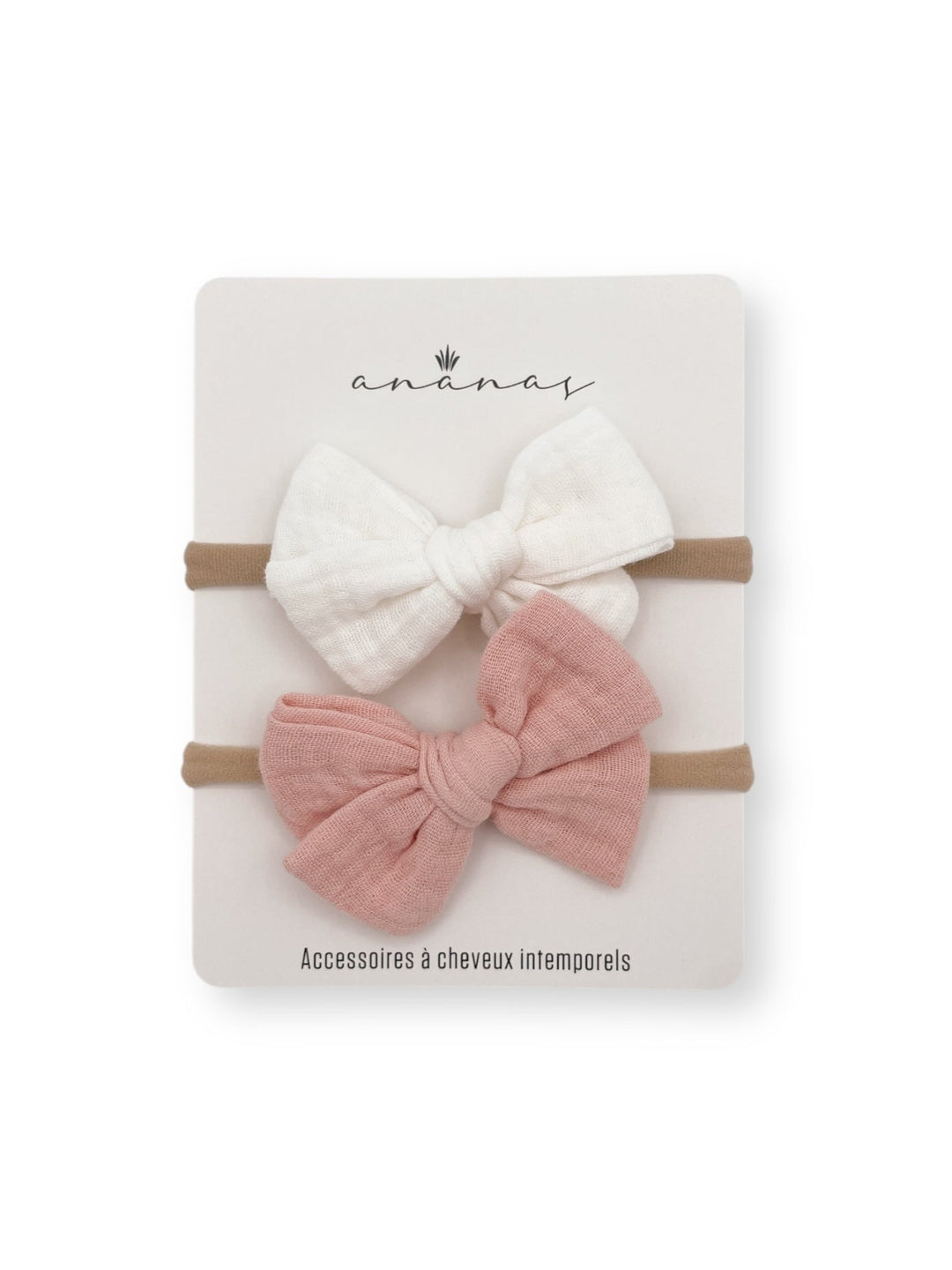 Muslin bows - White/Blush