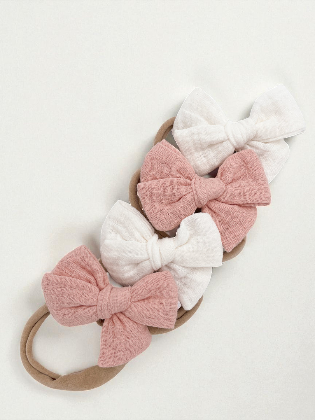 Muslin bows - White/Blush