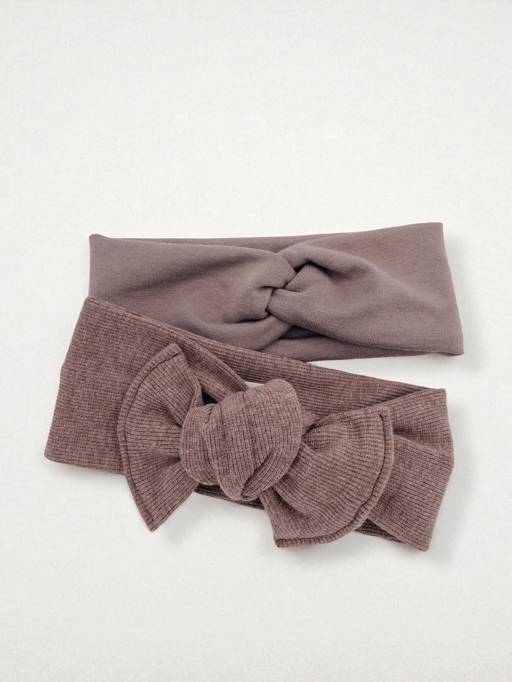 Bamboo bow headband to tie - Chocolate