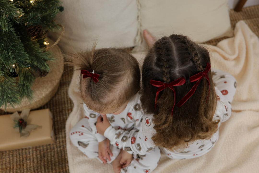 XL velvet ribbon bows - Red