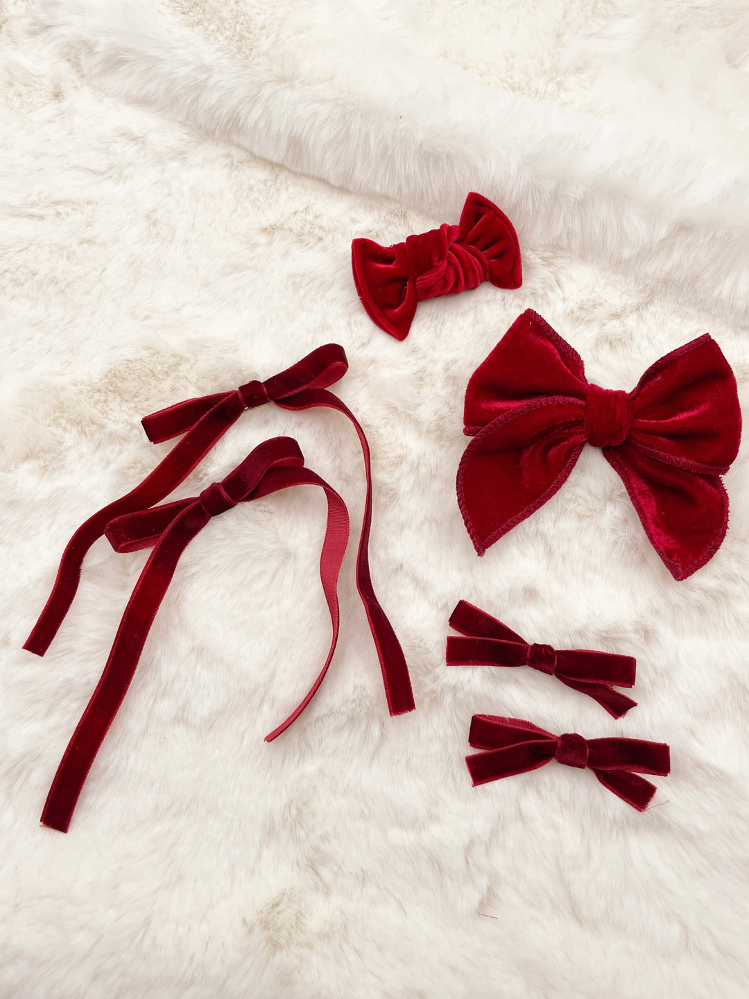 XL velvet ribbon bows - Red