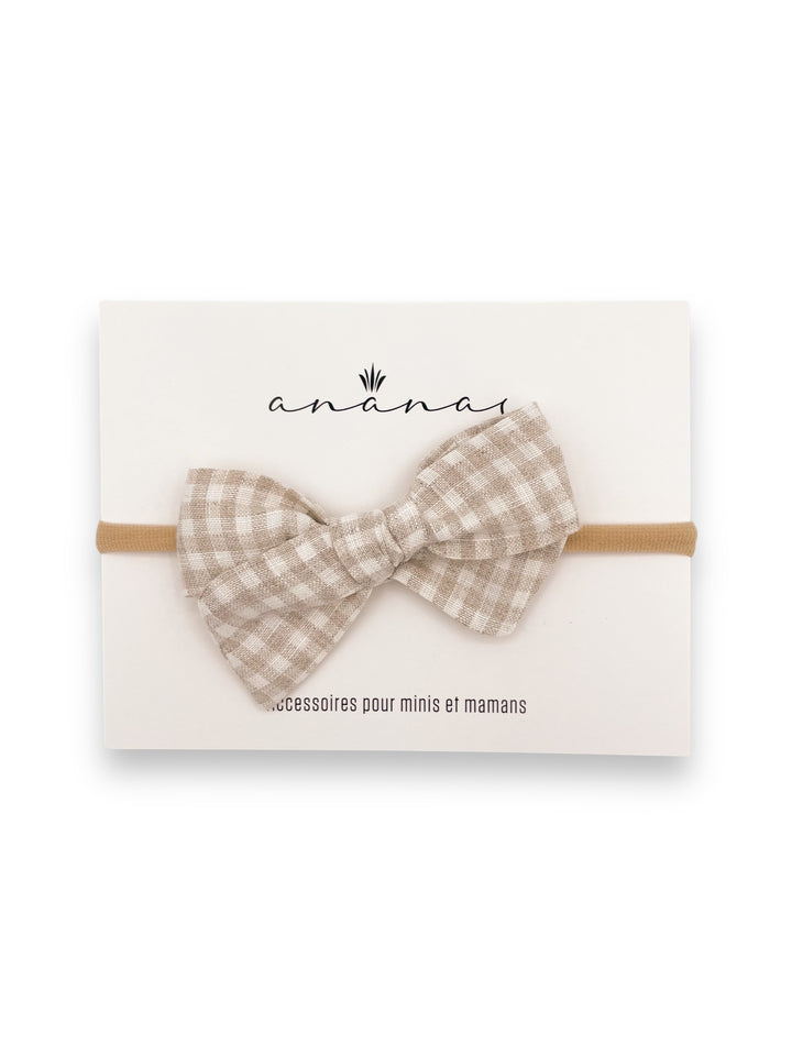 Linen Bow - Small Vichy Beige