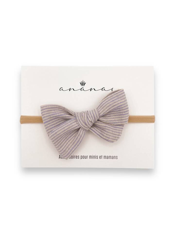 Linen Bow - Striped Lavender