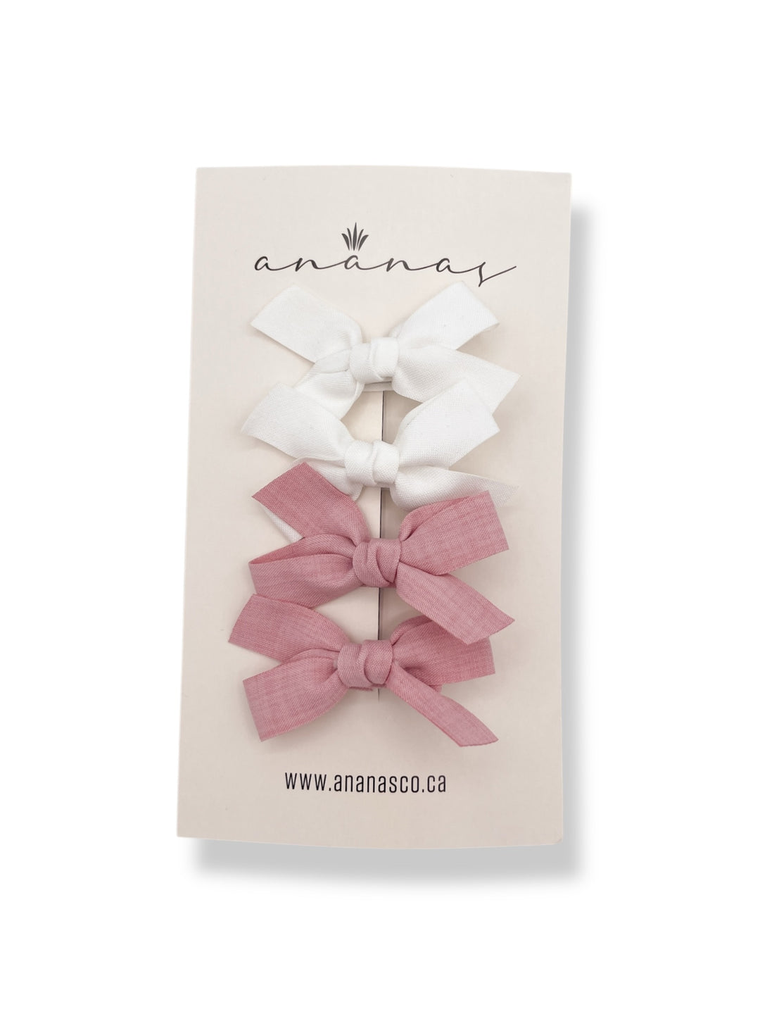 Bows on clip - White/Pink