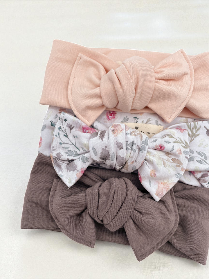 Bamboo bow headband to tie - Taupe