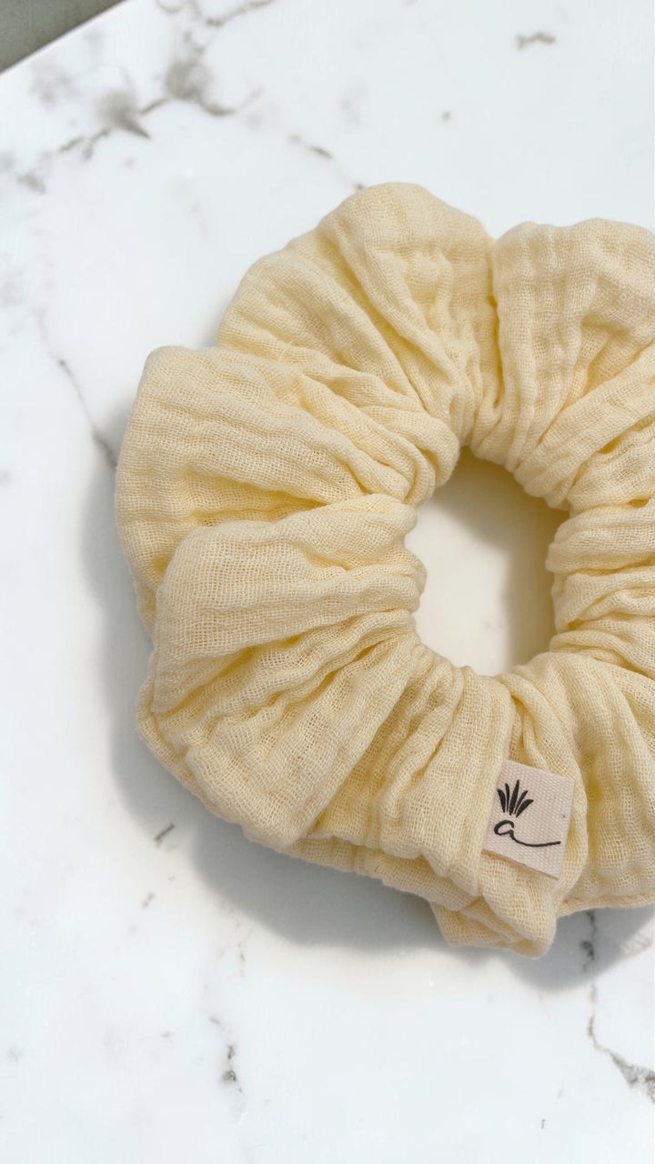 Muslin scrunchies - Buttery yellow