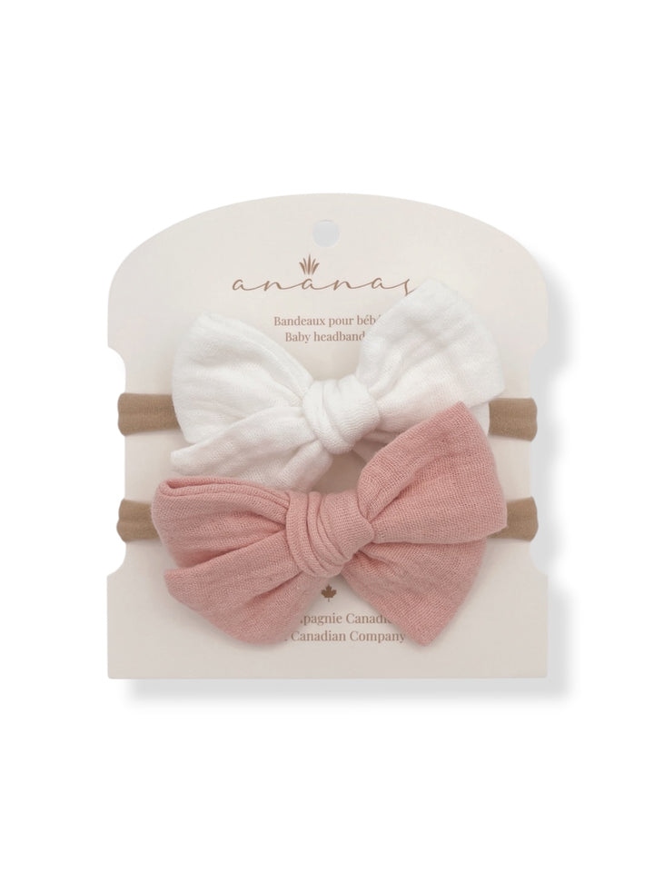 Boucles en mousseline - Blanc/Rose