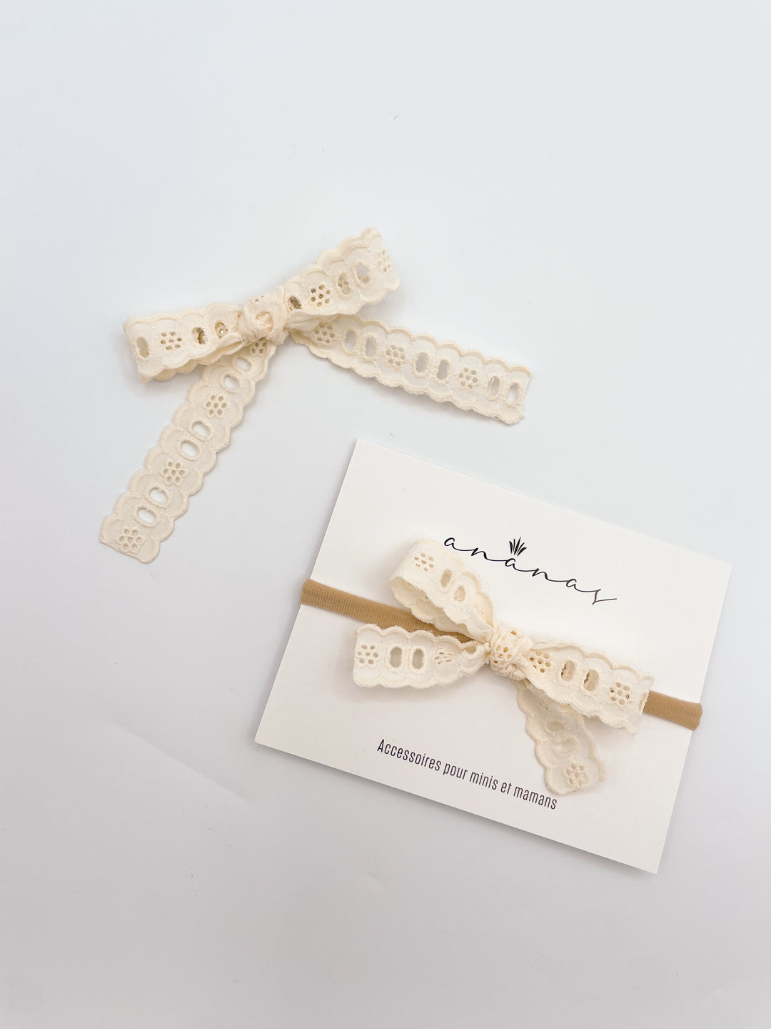 Embroidered Bow - Ivory