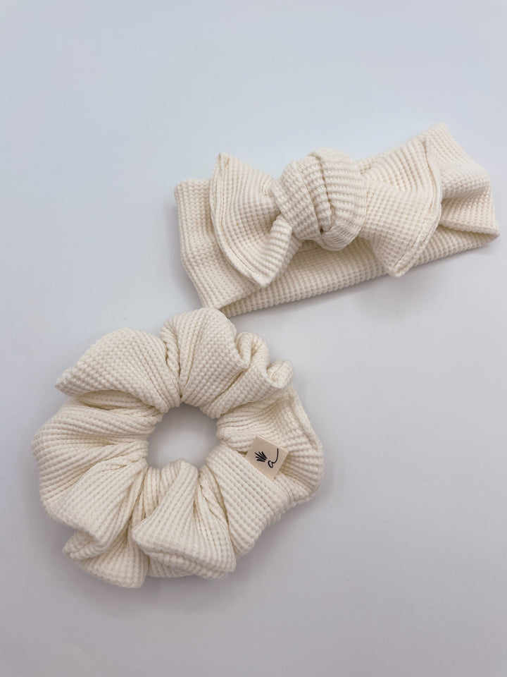 Waffle Cotton scrunchies - Cream