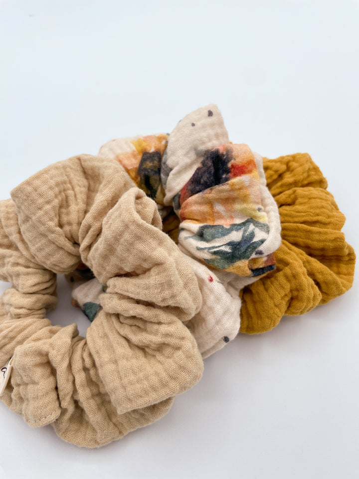 Muslin scrunchies - Mustard Yellow