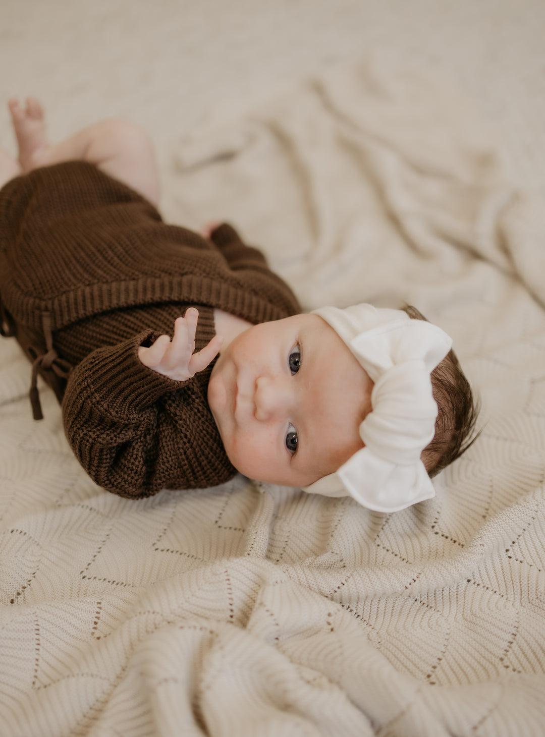 Bamboo bow headband to tie