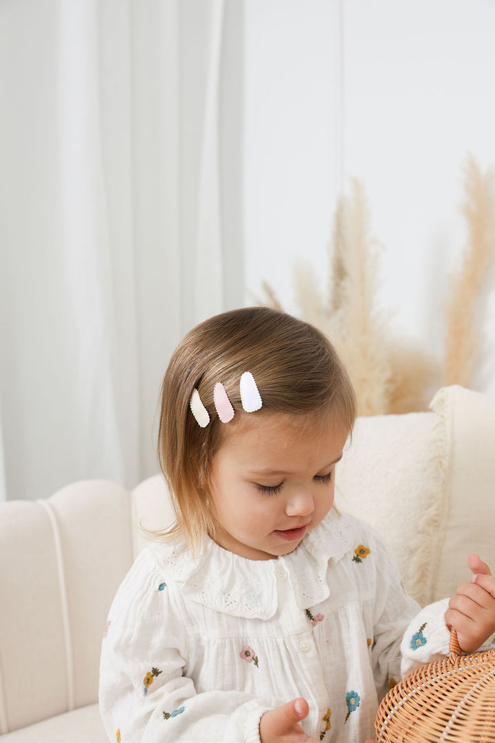 Mini Snap Clips - White/Pink/Ivory