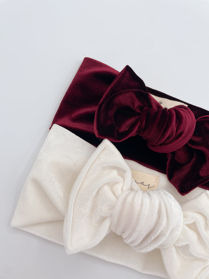 Velvet bow headband to tie