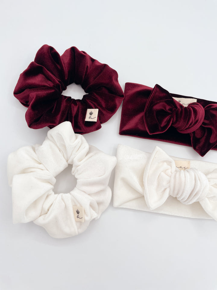 Velvet bow headband to tie