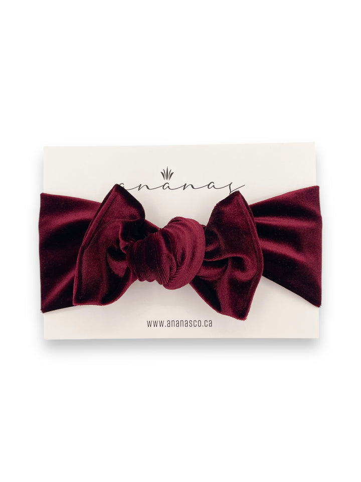 Velvet bow headband to tie