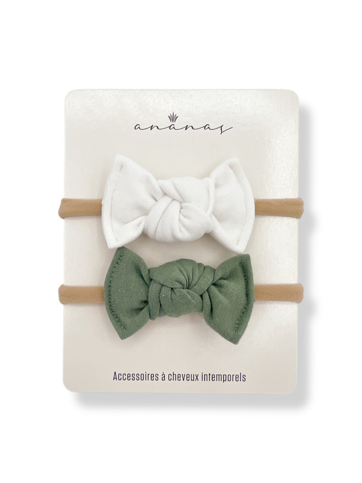 Mini-Boucles en bambou - Blanc/Sauge