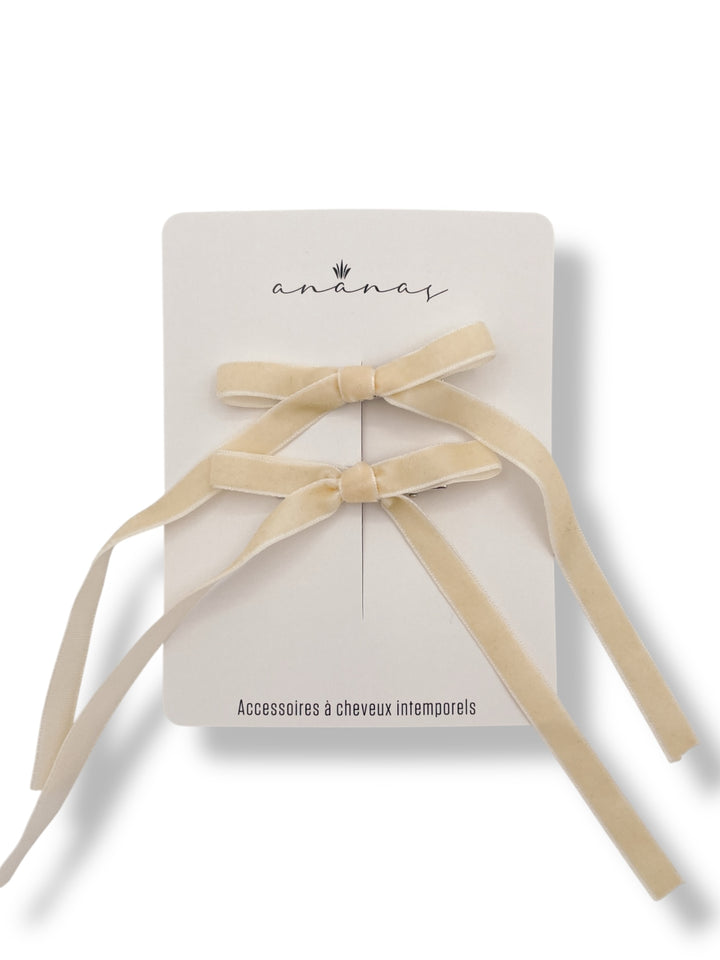 XL Velvet Ribbon Bows - Cream