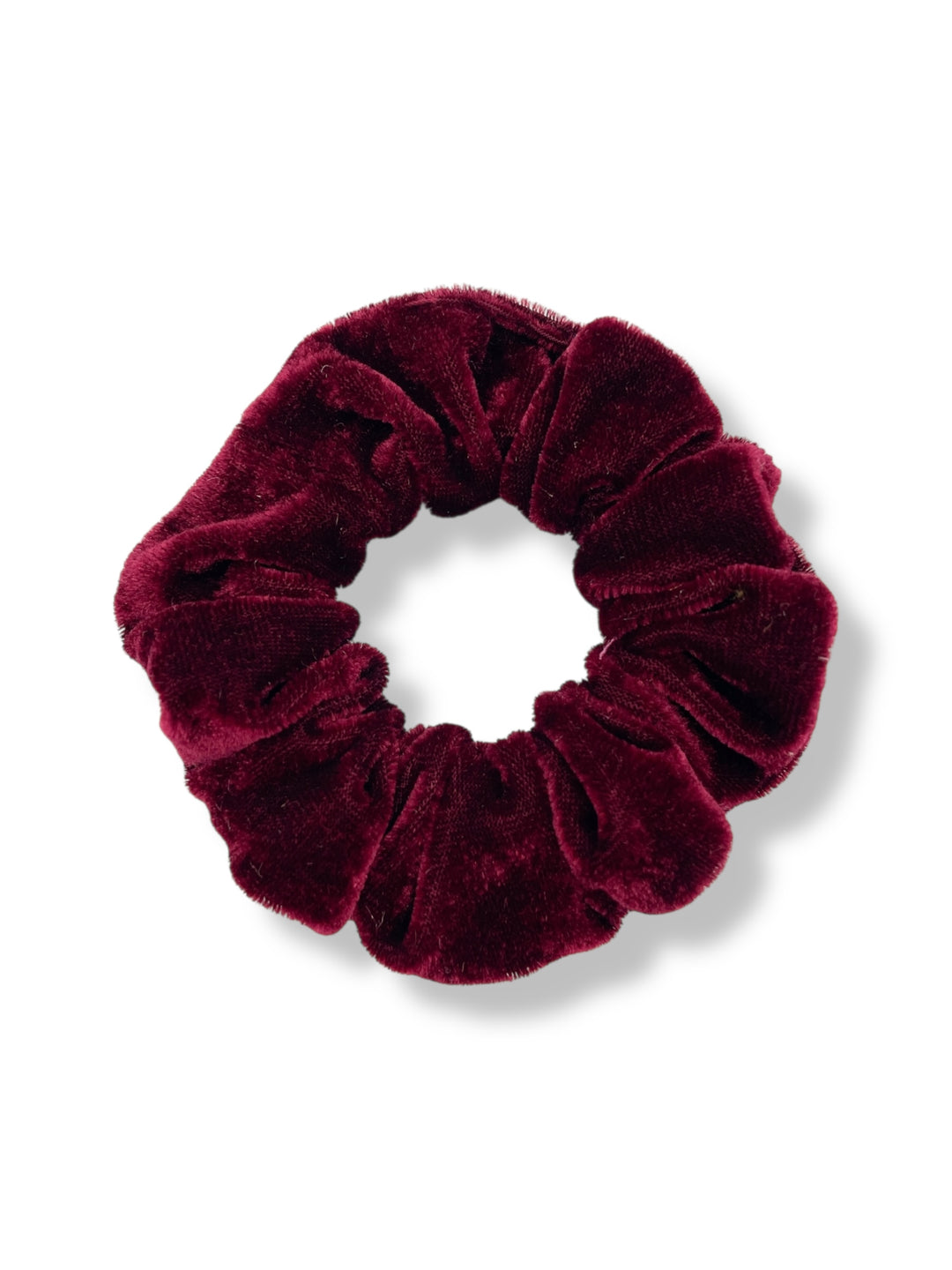 Small velvet Scrunchies - White/Burgundy (2)