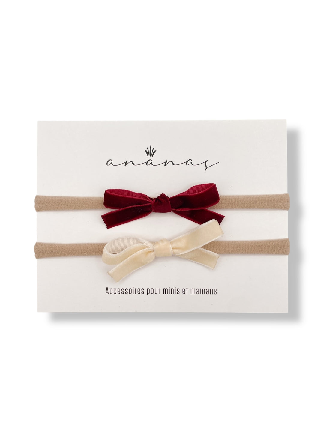 Velvet ribbon bows - Cream/Red