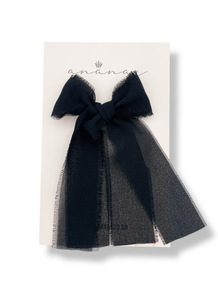 Large Chiffon Bow - Black