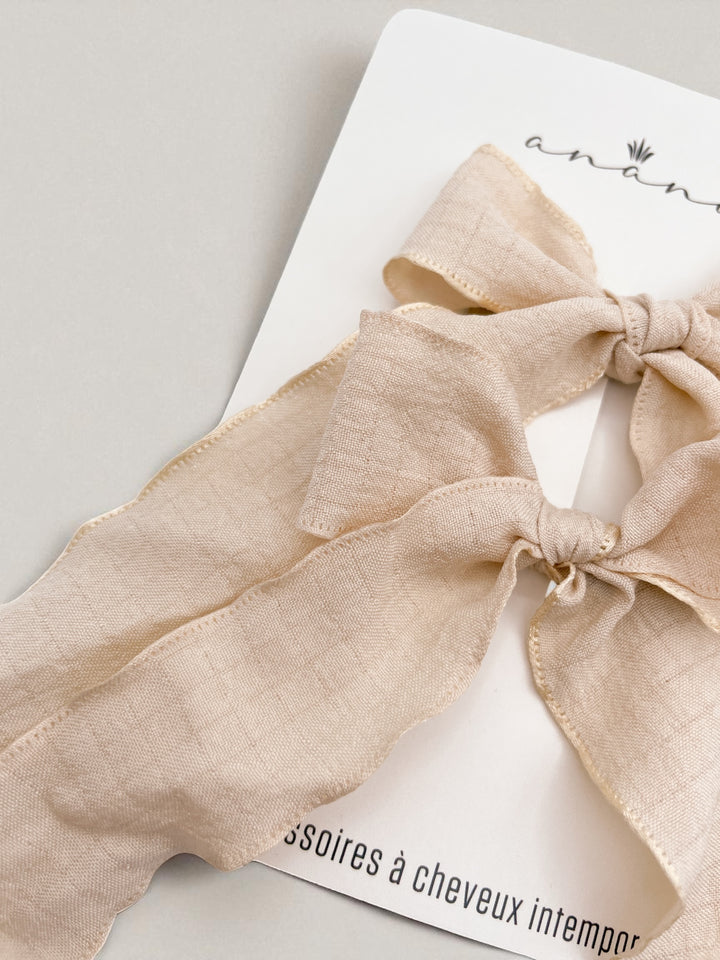 XL Ribbon Bow - Beige