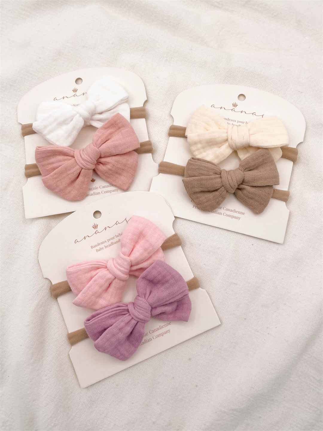 Muslin bows - Pink/Mauve