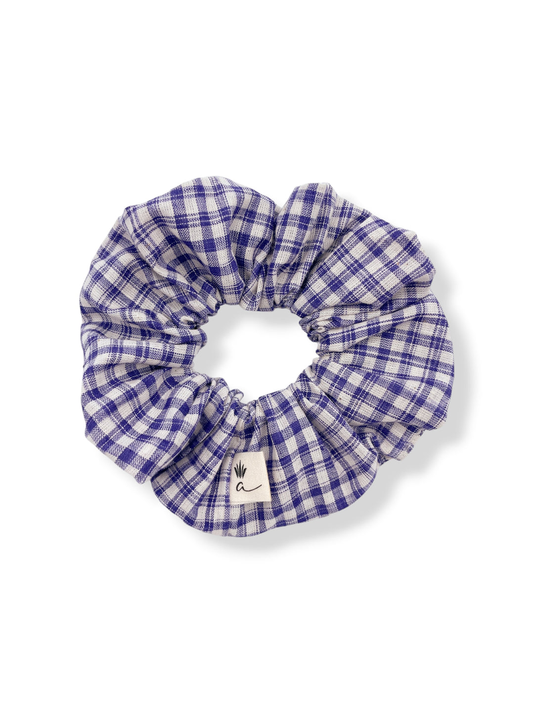 Linen scrunchie - Blue Gingham