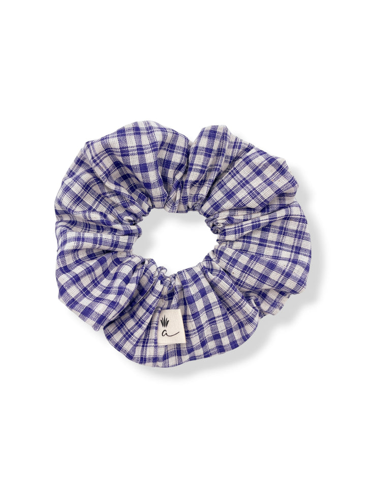 Linen scrunchie - Blue Gingham