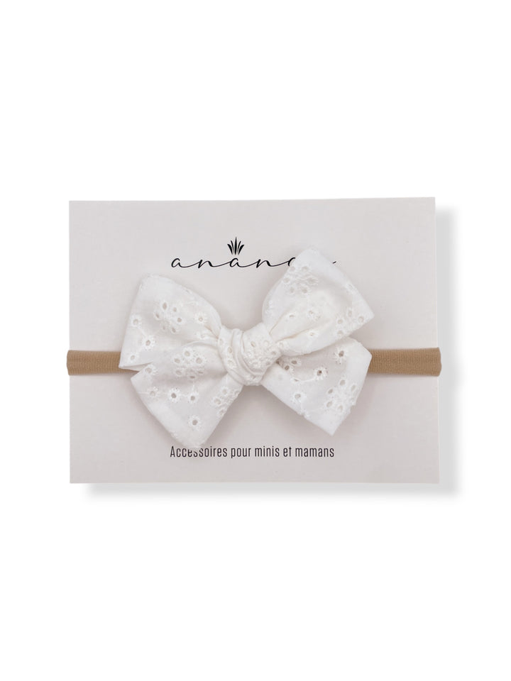 Embroidered Bow - White