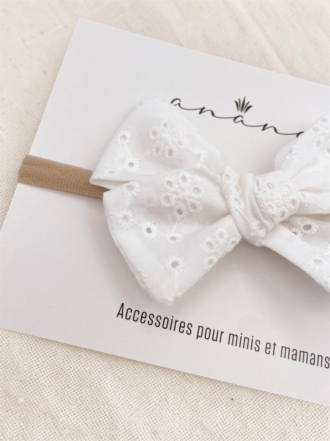Embroidered Bow - White