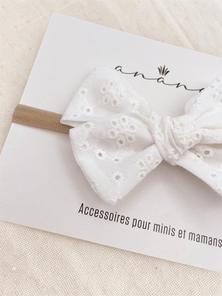 Embroidered Bow - White